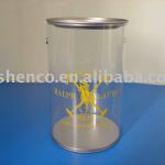 Round tin box with clear window