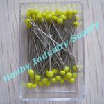 Lovely 32mm unique yellow color glass head pin