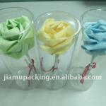 Clear plastic PVC cylinder packaging for flower