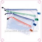 Transparent mini mesh net bags with zipper for cosmetic/writing materials pack