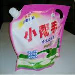 Stand up plastic bag with spout for laundry detergent