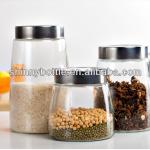 kitchen glass food storage jar with screw top plastic lid,3pcs snacks nuts food storage glass jars,food storage glass jars