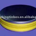 Round metal CD/DVD packaging box with zipper