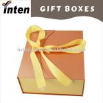 door style brown paper cardboard gift box with ribbon bow