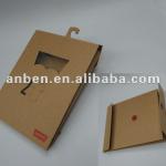 String closure paper packaging bag for fashion clothing with clear PET window and selling hook