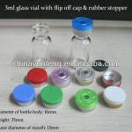 3ml clear glass vials with flip off caps and rubber stoppers