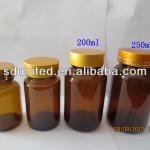 50ml,100ml,200ml,250ml wide mouth amber glass bottles with lid