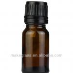 Medical brown glass bottle with screw plastic theft proof cover and inside plug