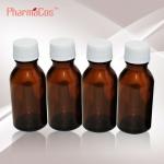 25ml amber glass bottle for cough syrup with white screw cap