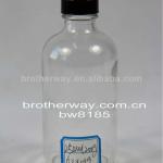 8OZ Boston round glass bottle in clear with balsck 400-28 lid