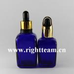 square glass blue glass bottles for packing
