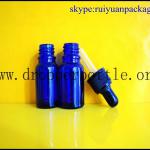 5ml boston round blue glass bottle with dropper