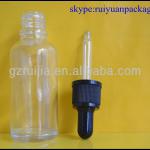 clear glass dropper bottles with pipette and black top