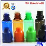 10ml bottle for eliquid with colored childproof cap, ISO8317/SGS/TUV