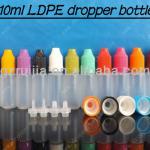 Hotsale Empty 10ml Dropper Bottles with Childproof Cap and colorful tips(for E-liquid Bottle)