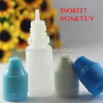 ISO 8317/SGS/TUV certificatee dropper bottles,bottles PE 10ml with childproof tamperproof cap