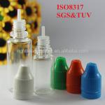 ISO 8317/SGS/TUV certificatee 20 ml needle pet bottles,PE e liquids empty bottle 10ml with childproof tamperproof cap