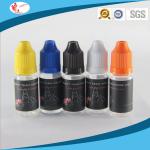 childproof 10ml e cigarette liquid plastic bottle with label and box( ISO 8317 certificate)