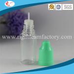 10ml e cigarette liquid plastic bottle with childproof cap and needle dripper( ISO 8317 certificate)