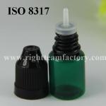 5ml green dropper bottles with black childproof cap , SGS ,TUV,ISO 8317