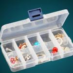 Clear Transparent PP Plastic 10 Section Jewellery Pill box with Lock Lid