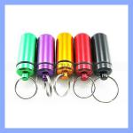 Mini Aluminum Travel Pill Box Metal Case Bottle Holder Container With Keychain
