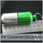 80x20mm Aluminum Pill Box Holder Case Bottle Container with Keychain