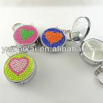 2013 newest design rhinestone keychain round metal pill box