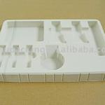 White plastic disposable tray for medicinal tools packing