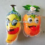 hot printing mango shape ball shape soft plastic juice bag
