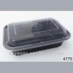 PP Black Rectangle 700ml Disposable Microwave Food Container