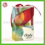 Printing clear gift plastic pvc box with ribbon