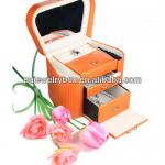 Orange leather portable jewelry case