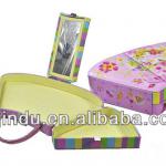 plastic cosmetic box cover with leather cover and leather handle