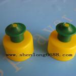green/yellow plastic push pull bottle cap 28/410