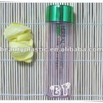 plastic bottle with shiny silver cap for skin care