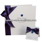 wedding invitation paper gift card with silk ribbon bowknot