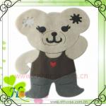 lovely bear shape hot fix flocking motif design for garment