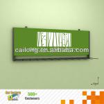 Printed signboards on wall