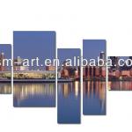 5pcs group colorful city scene canvas printing