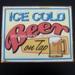 Vntage tin metal bar sign ICE COLD BEER ON TAP! signs