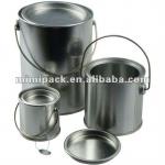 deep round metal bucket tin with handle