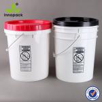 Round 20L Plastic Pail with Lid and Metal Handle For industrial packaging and food packaging