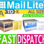 ALL SIZES - MAIL LITE PADDED BUBBLE ENVELOPES JIFFY BAGS - A - K - WHITE &amp; GOLD