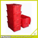 plastic crate with foldable lids