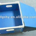 collapsible corrugated plastic crate with cover