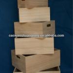 New designed environmental unfinished storage wooden fruit crate with hand holes