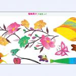 colorful flowers and butterfly play wall sticker