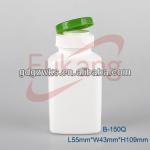 150ml Square hdpe Plastic Tablet Bottle with Flip Top Cap , Plastic Medicine Bottle Manufacturer B-150Q plastic tablet bottle