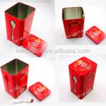 airtight rectangular coffee tin with metal spoon lf008-1